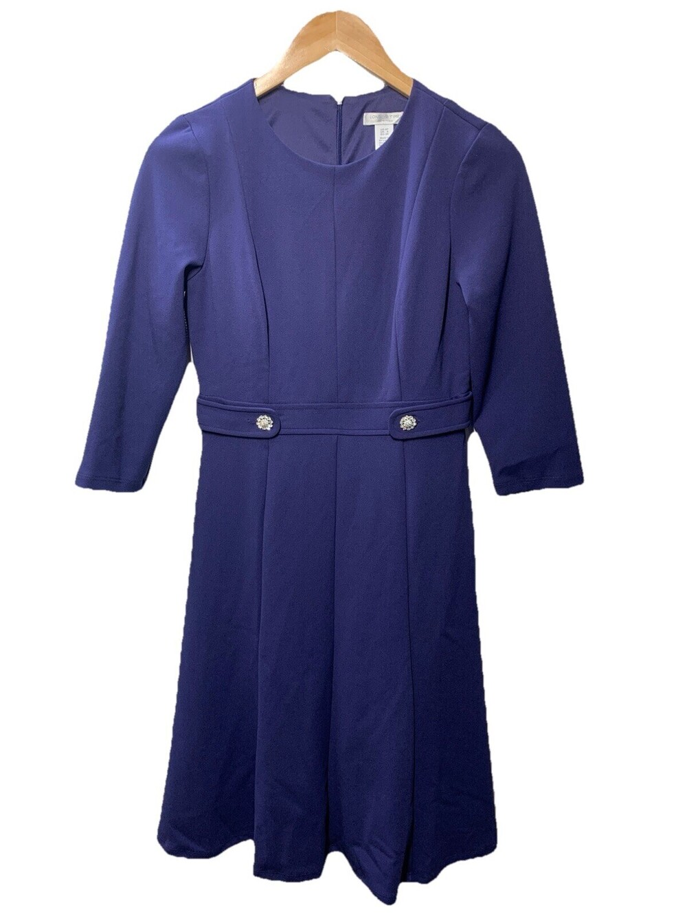 London Times Womens Tab-Waist Fit & Flare Formal Dress 3/4-length Sleeve Size 4P